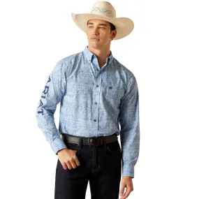 10051500 Ariat Men's Team Vaughn Fitted Long Sleeve Buttondown Shirt - Blue