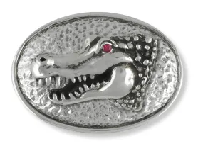 Alligator Belt Buckle Handmade Sterling Silver Wildlife Jewelry ALG2L-BK