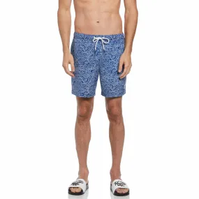 Allover Outline Waves Print Swim Short