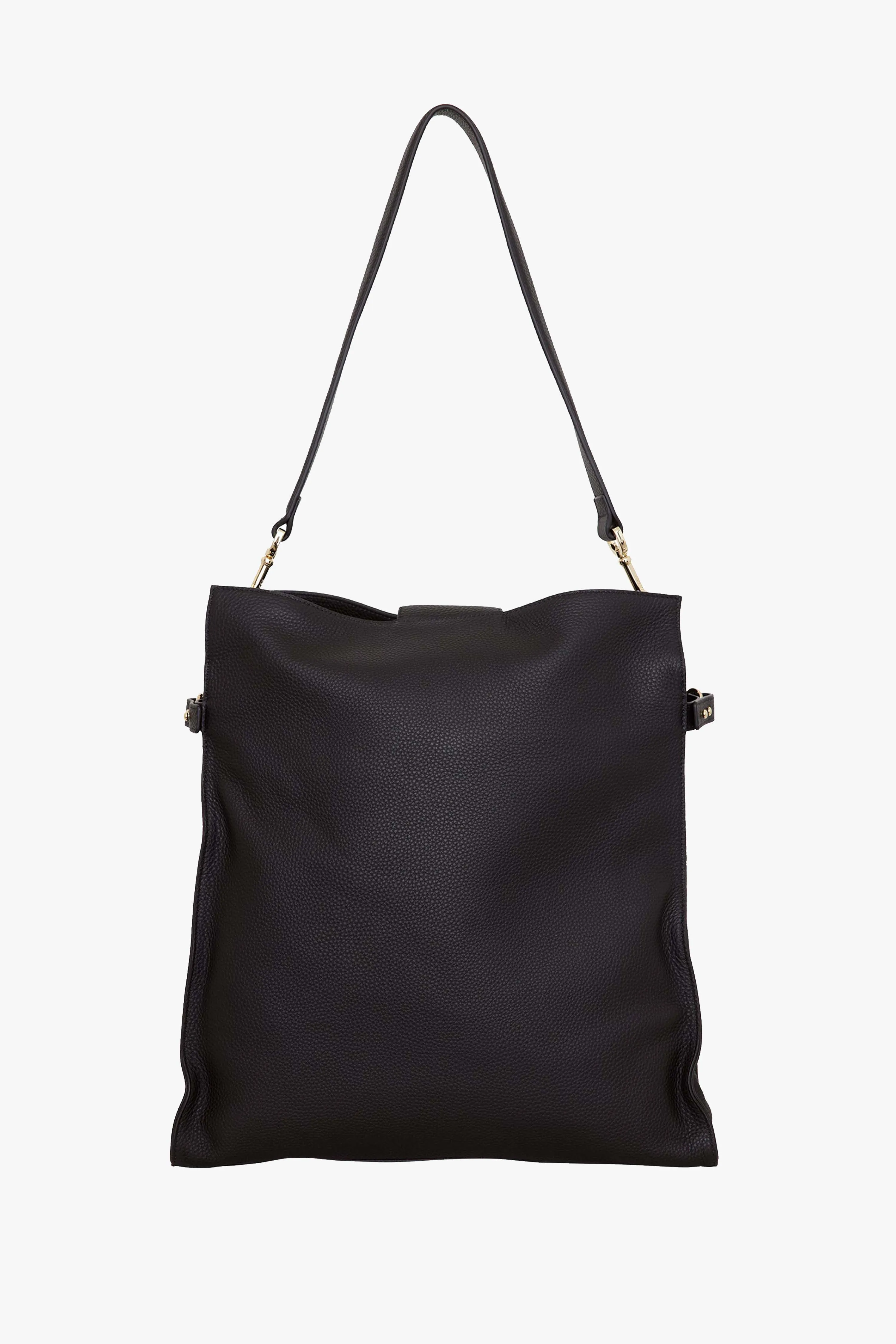 Babette Black Leather Shoulder Tote Bag