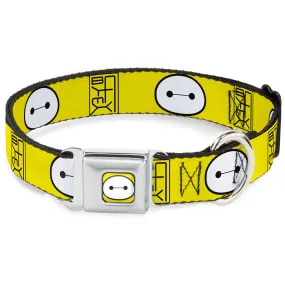 Baymax Face Full Color Yellow Black White Seatbelt Buckle Collar - BAYMAX Hanko/Face Yellow/Black/White