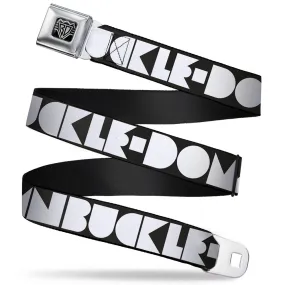 BD Wings Logo CLOSE-UP Full Color Black Silver Seatbelt Belt - BUCKLE-DOWN Shapes Black/White Webbing