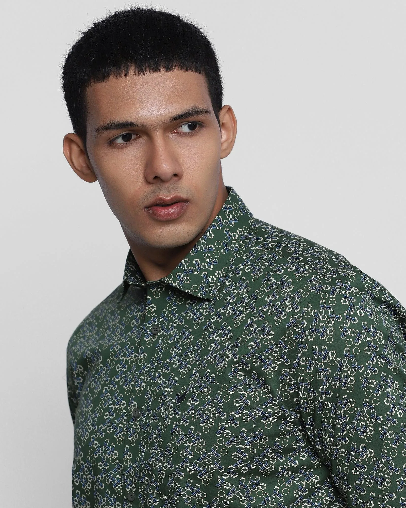 Casual Olive Printed Shirt - Gary