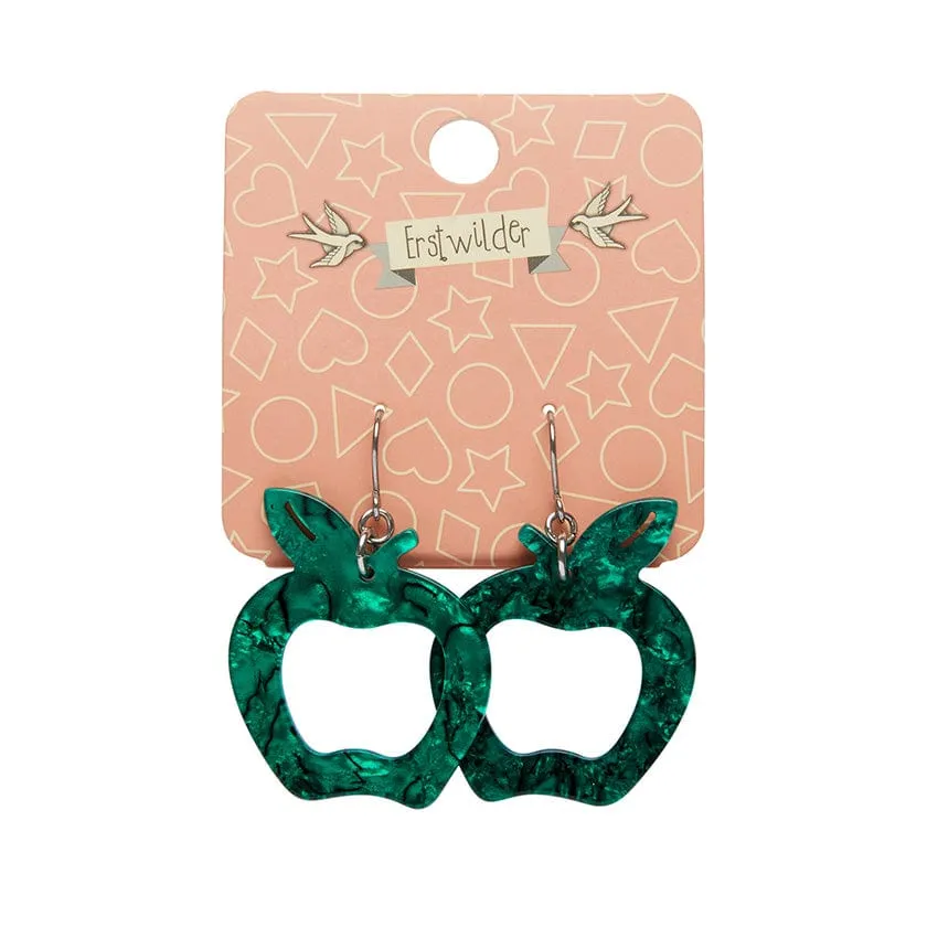 Eaten Apple Ripple Resin Drop Earrings - Green