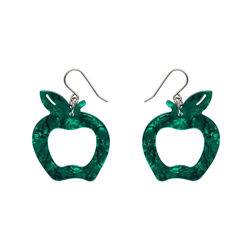 Eaten Apple Ripple Resin Drop Earrings - Green