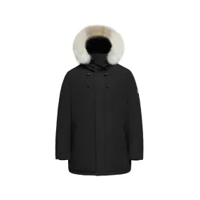 Men's Arctic Grade Down Parka Jacket in Black (Light Fox Hood Trim)