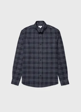 Men's Button Down Flannel Shirt in Navy Check