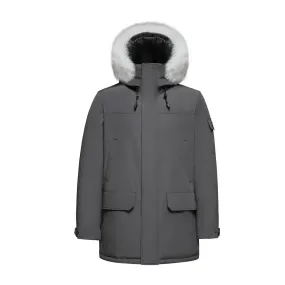 Men's Majestic Down Parka Jacket in Grey (White Fox Hood Trim)