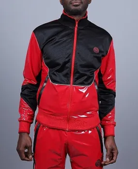 MR. RIEGILLIO PVC Jacket 24 Tracksuit Shiny Red R1015