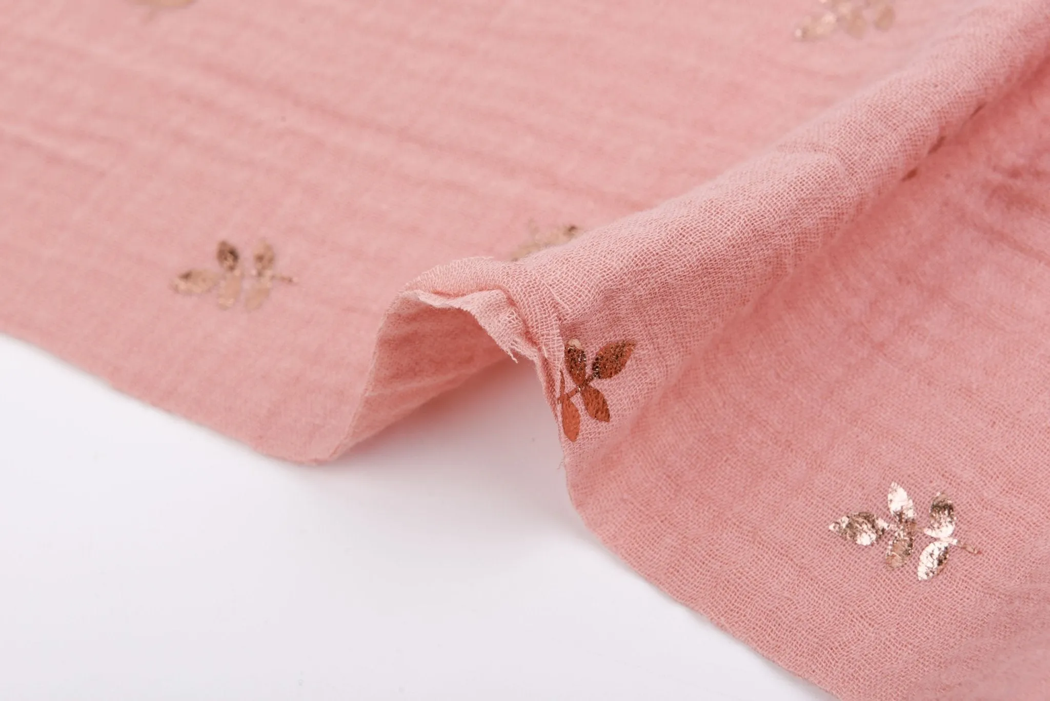 Organic Cotton Gauze With Copper Leaves