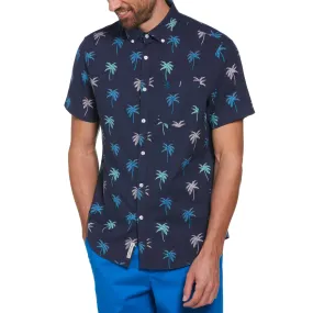 Palm Tree Print Linen Blend Shirt