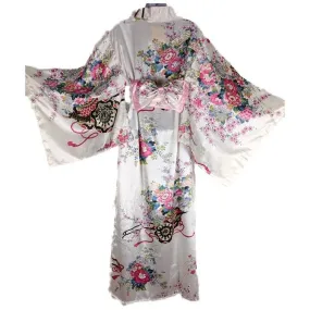 Satin Kimono Dress - White