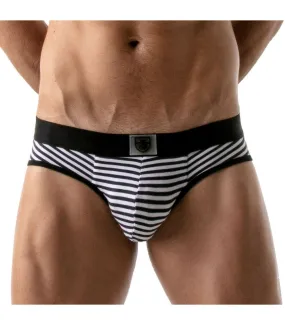 TOF PARIS Brief Stripe Push Up Briefs Cotton Jersay Navy-Black 59